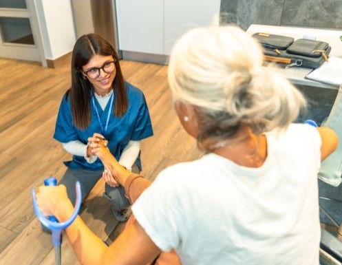 Doctor examining patient's foot